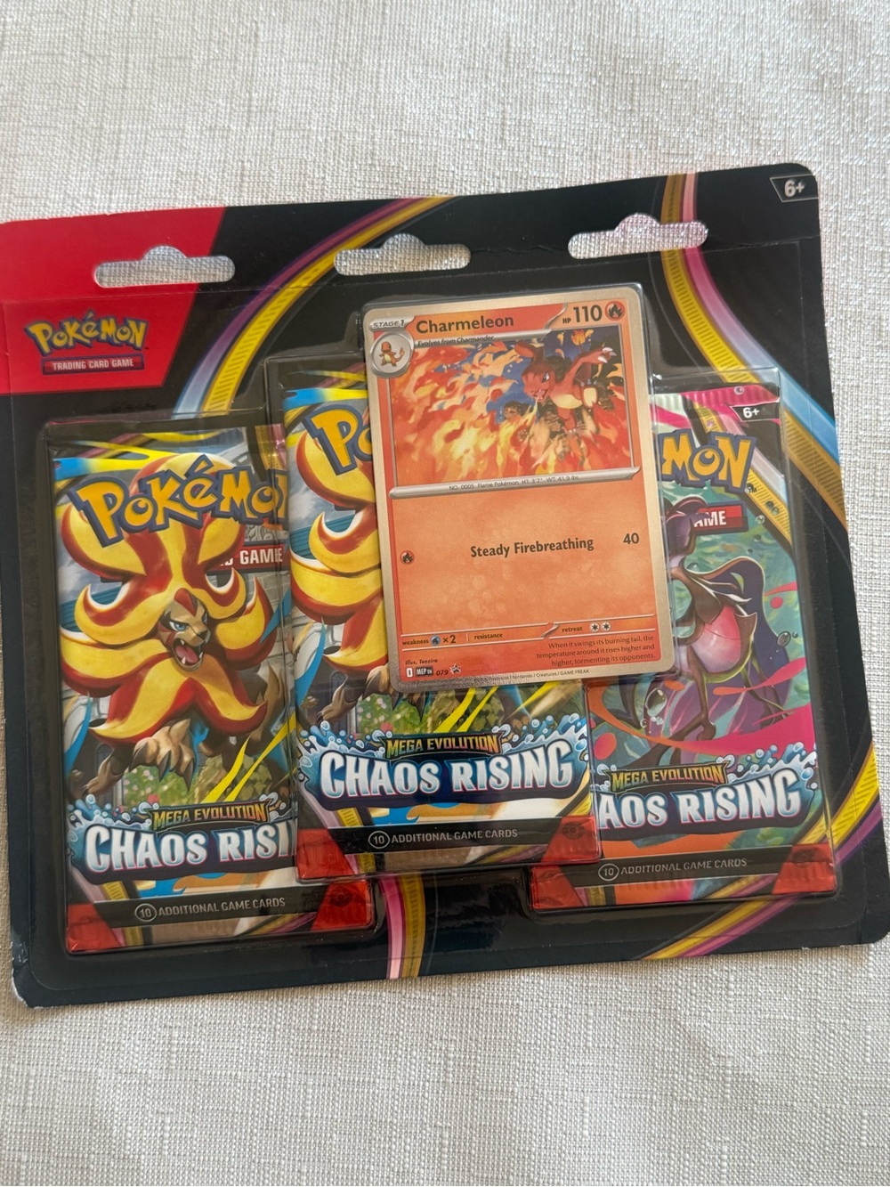 Pokemon Mega Evolution Chaos Rising 3 Pack Blister Charmeleon Promo Sealed